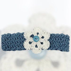 Brand New Handmade Crochet Newborn Baby Headband with a beautiful White Flower